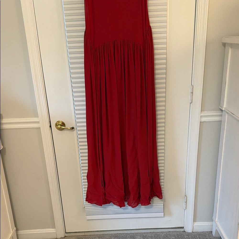Reformation Red Sleeveless Maxi Dress with Gathered Skirt - Picture 4 of 7